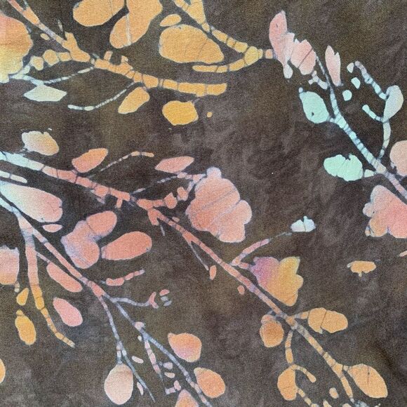 Vintage 90s Maxi Dress Brown Dark Floral Printed Hand Made Batik Button Front - Picture 10 of 10